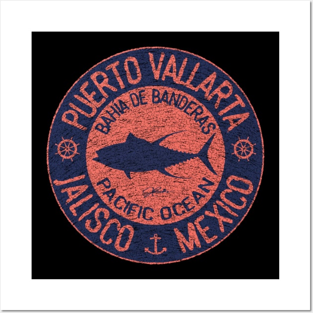 Puerto Vallarta, Jalisco, Mexico, with Yellowfin Tuna Silhouette Wall Art by jcombs